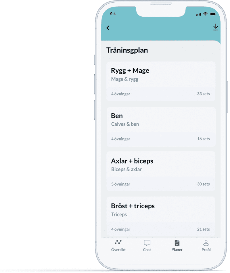 App depicting training plan overview.